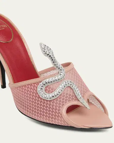 Valentino Garavani 105mm Embellished Snake Leather Mesh Mule Pumps | Thumbnail 5 Valentino Garavani 105mm Embellished Snake Leather Mesh Mule Pumps | Thumbnail 5