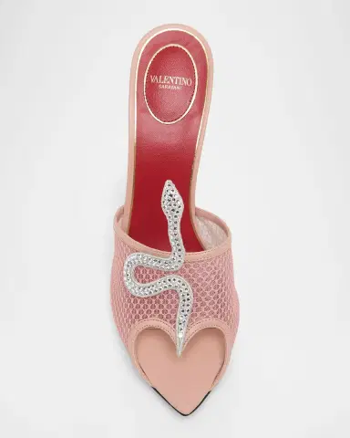 Valentino Garavani 105mm Embellished Snake Leather Mesh Mule Pumps | Thumbnail 10 Valentino Garavani 105mm Embellished Snake Leather Mesh Mule Pumps | Thumbnail 10