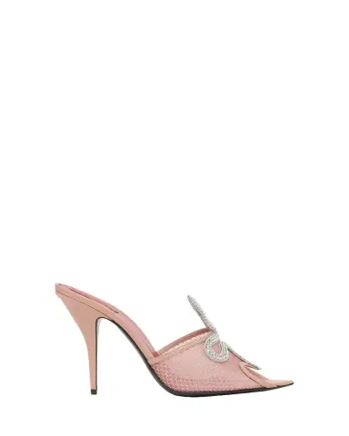 Valentino Garavani 105mm Embellished Snake Leather Mesh Mule Pumps | Thumbnail 1 Valentino Garavani 105mm Embellished Snake Leather Mesh Mule Pumps | Thumbnail 1
