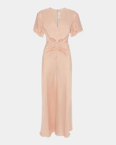 Victoria Beckham Eve Gathered-Waist Satin Midi Dress | Thumbnail 2 Victoria Beckham Eve Gathered-Waist Satin Midi Dress | Thumbnail 2