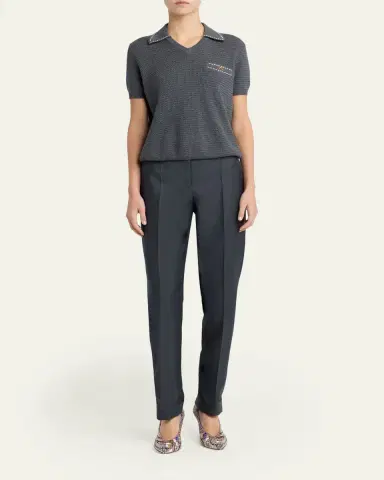 Versace Tapered Formal Wool Pants | Thumbnail 2 Versace Tapered Formal Wool Pants | Thumbnail 2