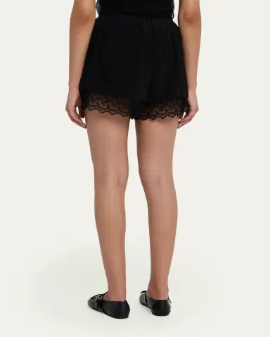 Simone Rocha Lace Trim Silk Pull-On Shorts | Thumbnail 3 Simone Rocha Lace Trim Silk Pull-On Shorts | Thumbnail 3