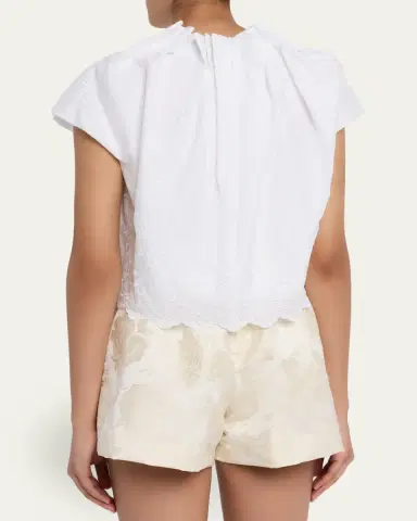 Simone Rocha Eyelet Embroidered Sculpted-Neck Cap-Sleeve Top | Thumbnail 3 Simone Rocha Eyelet Embroidered Sculpted-Neck Cap-Sleeve Top | Thumbnail 3