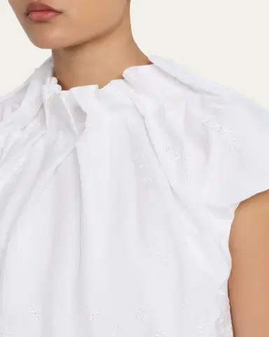 Simone Rocha Eyelet Embroidered Sculpted-Neck Cap-Sleeve Top | Thumbnail 5 Simone Rocha Eyelet Embroidered Sculpted-Neck Cap-Sleeve Top | Thumbnail 5