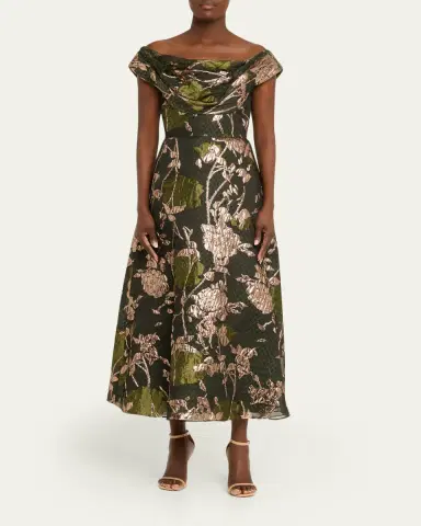 Lela Rose Metallic Floral Fil Coupe Dress | Thumbnail 2 Lela Rose Metallic Floral Fil Coupe Dress | Thumbnail 2