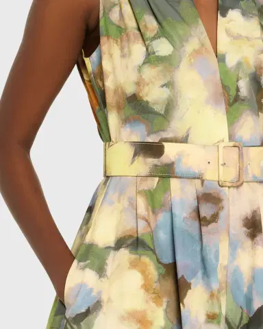 Lela Rose Floral-Print Cotton Sleeveless Midi Dress With Belt | Thumbnail 13 Lela Rose Floral-Print Cotton Sleeveless Midi Dress With Belt | Thumbnail 13