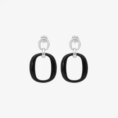 Damiani Damiani 18K Whıte Gold, Onyx and Diamond Drop Earrings by The Solist | Thumbnail 3 Damiani Damiani 18K Whıte Gold, Onyx and Diamond Drop Earrings by The Solist | Thumbnail 3