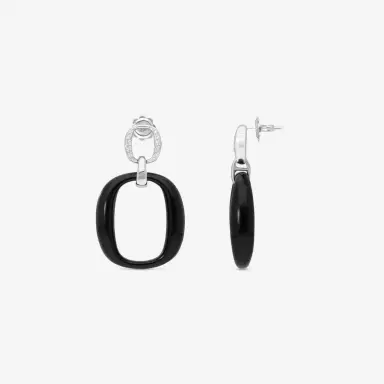 Damiani Damiani 18K Whıte Gold, Onyx and Diamond Drop Earrings by The Solist | Thumbnail 4 Damiani Damiani 18K Whıte Gold, Onyx and Diamond Drop Earrings by The Solist | Thumbnail 4