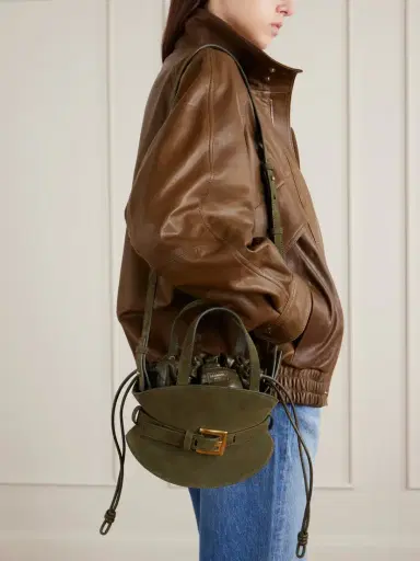 Balmain Shuffle Mini Suede Shoulder Bag | Thumbnail 2 Balmain Shuffle Mini Suede Shoulder Bag | Thumbnail 2