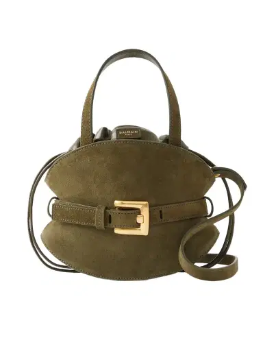 Balmain Shuffle Mini Suede Shoulder Bag | Thumbnail 1 Balmain Shuffle Mini Suede Shoulder Bag | Thumbnail 1