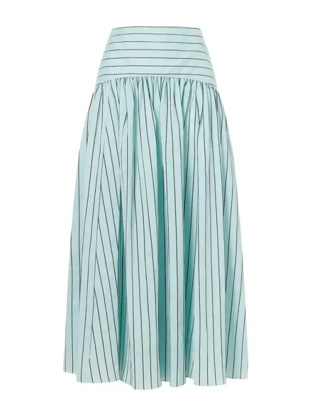 Procida Pleated Striped Cotton-blend Poplin Midi Skirt Procida Pleated Striped Cotton-blend Poplin Midi Skirt