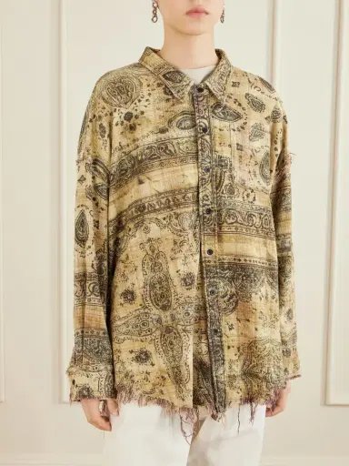 R13 Frayed Printed Cotton Shirt | Thumbnail 3 R13 Frayed Printed Cotton Shirt | Thumbnail 3