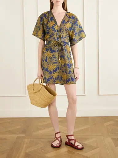 Eres Peninsule Embellished Printed Cotton-voile Mini Dress | Thumbnail 2 Eres Peninsule Embellished Printed Cotton-voile Mini Dress | Thumbnail 2