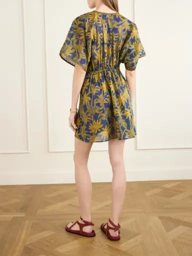Eres Peninsule Embellished Printed Cotton-voile Mini Dress | Thumbnail 3 Eres Peninsule Embellished Printed Cotton-voile Mini Dress | Thumbnail 3