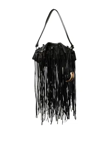 Alexander McQueen Manta Tasseled Croc-effect Leather Shoulder Bag | Thumbnail 1 Alexander McQueen Manta Tasseled Croc-effect Leather Shoulder Bag | Thumbnail 1