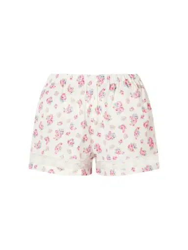 Loretta Caponi Rosita Lace-trimmed Floral-print Cotton Shorts | Thumbnail 1 Loretta Caponi Rosita Lace-trimmed Floral-print Cotton Shorts | Thumbnail 1