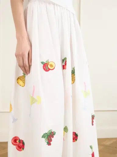 Loretta Caponi Talamone Pleated Embroidered Cotton-poplin Maxi Skirt | Thumbnail 5 Loretta Caponi Talamone Pleated Embroidered Cotton-poplin Maxi Skirt | Thumbnail 5