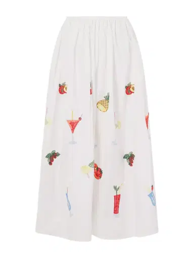 Loretta Caponi Talamone Pleated Embroidered Cotton-poplin Maxi Skirt | Thumbnail 1 Loretta Caponi Talamone Pleated Embroidered Cotton-poplin Maxi Skirt | Thumbnail 1