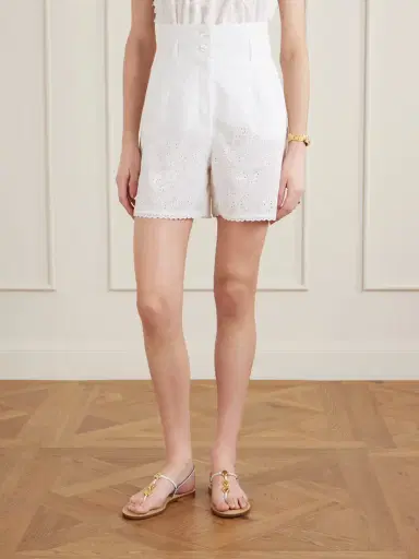 Loretta Caponi Rocchetta Scalloped Broderie Anglaise Cotton Shorts | Thumbnail 3 Loretta Caponi Rocchetta Scalloped Broderie Anglaise Cotton Shorts | Thumbnail 3