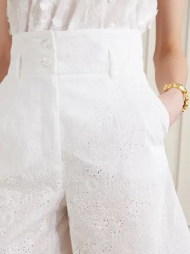 Loretta Caponi Rocchetta Scalloped Broderie Anglaise Cotton Shorts | Thumbnail 5 Loretta Caponi Rocchetta Scalloped Broderie Anglaise Cotton Shorts | Thumbnail 5