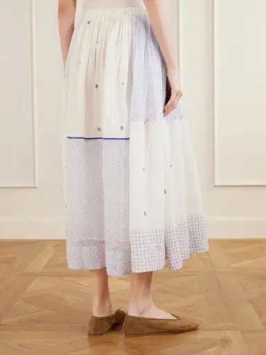 Eka Gathered Striped Cotton-jamdani Midi Skirt | Thumbnail 4 Eka Gathered Striped Cotton-jamdani Midi Skirt | Thumbnail 4