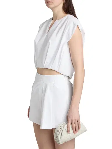 Simkhai Women's Wrenli Pleated Crop Top - White - Size XL | Thumbnail 4 Simkhai Women's Wrenli Pleated Crop Top - White - Size XL | Thumbnail 4