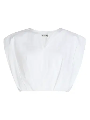 Simkhai Women's Wrenli Pleated Crop Top - White - Size XL | Thumbnail 1 Simkhai Women's Wrenli Pleated Crop Top - White - Size XL | Thumbnail 1