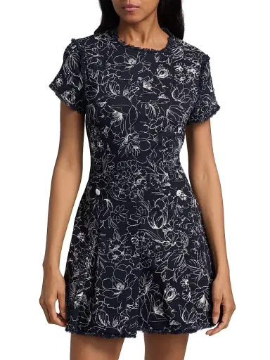 Cinq à Sept Women's Nova Garden Doodle Minidress - Navy White | Thumbnail 3 Cinq à Sept Women's Nova Garden Doodle Minidress - Navy White | Thumbnail 3