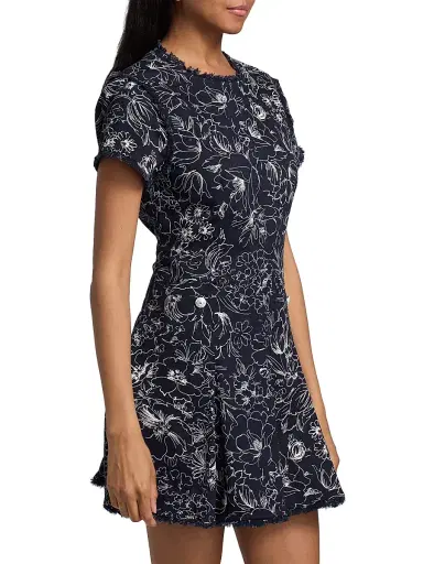 Cinq à Sept Women's Nova Garden Doodle Minidress - Navy White | Thumbnail 4 Cinq à Sept Women's Nova Garden Doodle Minidress - Navy White | Thumbnail 4