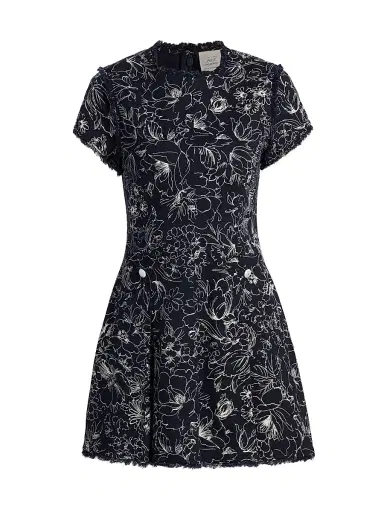 Cinq à Sept Women's Nova Garden Doodle Minidress - Navy White | Thumbnail 1 Cinq à Sept Women's Nova Garden Doodle Minidress - Navy White | Thumbnail 1