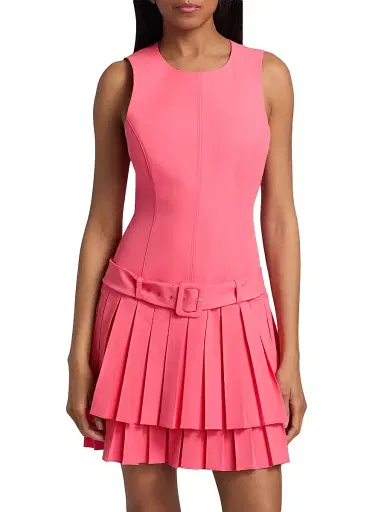 Cinq à Sept Women's Reena Drop Waist Pleated Minidress - Sunset Blush | Thumbnail 3 Cinq à Sept Women's Reena Drop Waist Pleated Minidress - Sunset Blush | Thumbnail 3