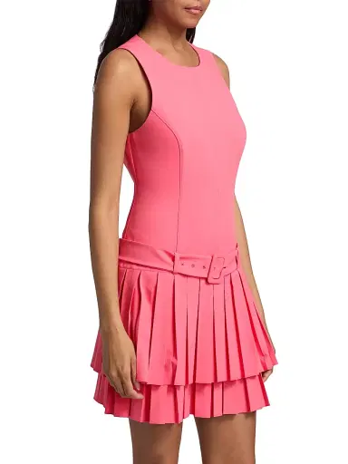 Cinq à Sept Women's Reena Drop Waist Pleated Minidress - Sunset Blush | Thumbnail 4 Cinq à Sept Women's Reena Drop Waist Pleated Minidress - Sunset Blush | Thumbnail 4