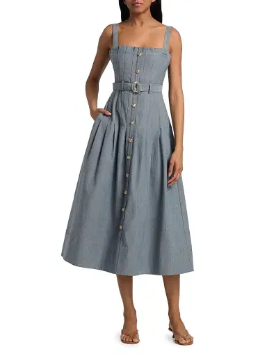 Cinq à Sept Women's Branwen Denim Button-Front Midi-Dress | Thumbnail 2 Cinq à Sept Women's Branwen Denim Button-Front Midi-Dress | Thumbnail 2