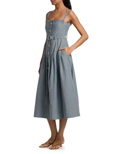 Cinq à Sept Women's Branwen Denim Button-Front Midi-Dress | Thumbnail 4 Cinq à Sept Women's Branwen Denim Button-Front Midi-Dress | Thumbnail 4