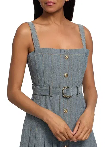 Cinq à Sept Women's Branwen Denim Button-Front Midi-Dress | Thumbnail 6 Cinq à Sept Women's Branwen Denim Button-Front Midi-Dress | Thumbnail 6