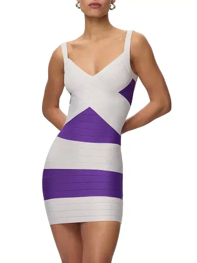 Hervé Léger Women's 40th Anniversary The VIP Minidress - Pansy Grey Combo | Thumbnail 3 Hervé Léger Women's 40th Anniversary The VIP Minidress - Pansy Grey Combo | Thumbnail 3