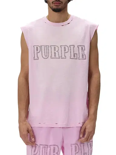 Purple Brand Men's Logo Textured Cotton Tank - Pink | Thumbnail 2 Purple Brand Men's Logo Textured Cotton Tank - Pink | Thumbnail 2