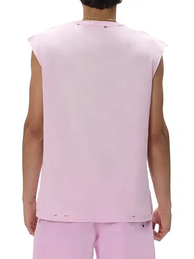 Purple Brand Men's Logo Textured Cotton Tank - Pink | Thumbnail 3 Purple Brand Men's Logo Textured Cotton Tank - Pink | Thumbnail 3