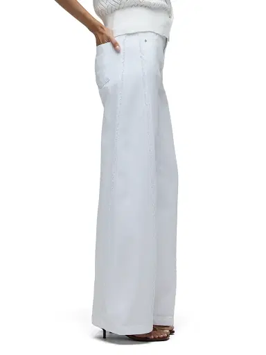 Hudson Jeans Women's Jodie Wide-Leg Frayed Seam Jeans - White | Thumbnail 4 Hudson Jeans Women's Jodie Wide-Leg Frayed Seam Jeans - White | Thumbnail 4