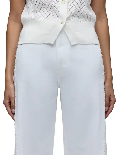 Hudson Jeans Women's Jodie Wide-Leg Frayed Seam Jeans - White | Thumbnail 6 Hudson Jeans Women's Jodie Wide-Leg Frayed Seam Jeans - White | Thumbnail 6