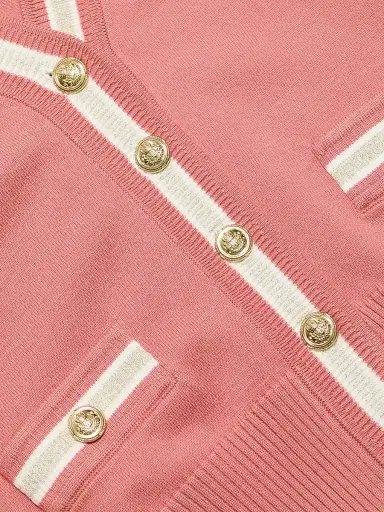 Elie Tahari Women's The Kiva Contrast Stripe Cardigan - Dragonfruit | Thumbnail 7 Elie Tahari Women's The Kiva Contrast Stripe Cardigan - Dragonfruit | Thumbnail 7