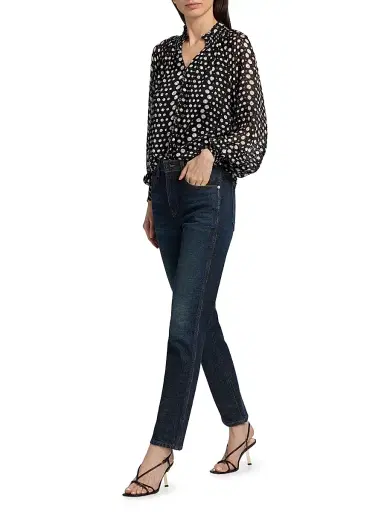 Elie Tahari Women's The Rue Dot Print Blouse - Noir And White | Thumbnail 2 Elie Tahari Women's The Rue Dot Print Blouse - Noir And White | Thumbnail 2
