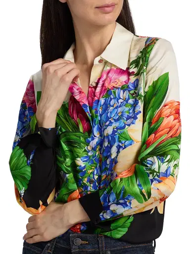Elie Tahari Women's The Madeline Spring Meadow Shirt - Spring Meadow | Thumbnail 6 Elie Tahari Women's The Madeline Spring Meadow Shirt - Spring Meadow | Thumbnail 6