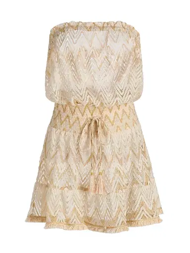 Ramy Brook Women's Lauryn Chevron-Knit Cover-Up Minidress - Sandstone Chevron | Thumbnail 1 Ramy Brook Women's Lauryn Chevron-Knit Cover-Up Minidress - Sandstone Chevron | Thumbnail 1