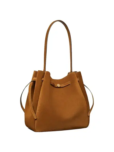 Tory Burch Women's Large Romy Suede Bucket Bag - Caramel | Thumbnail 4 Tory Burch Women's Large Romy Suede Bucket Bag - Caramel | Thumbnail 4