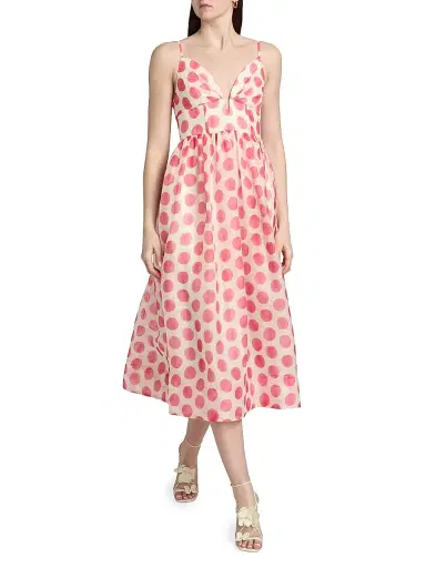 Cara Cara Women's Pero Polka Dot Organza Midi-Dress - Celeste Spot Pink | Thumbnail 2 Cara Cara Women's Pero Polka Dot Organza Midi-Dress - Celeste Spot Pink | Thumbnail 2