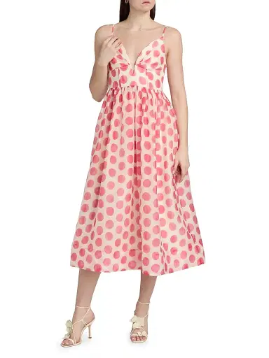 Cara Cara Women's Pero Polka Dot Organza Midi-Dress - Celeste Spot Pink | Thumbnail 3 Cara Cara Women's Pero Polka Dot Organza Midi-Dress - Celeste Spot Pink | Thumbnail 3
