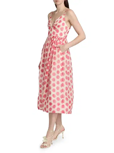 Cara Cara Women's Pero Polka Dot Organza Midi-Dress - Celeste Spot Pink | Thumbnail 4 Cara Cara Women's Pero Polka Dot Organza Midi-Dress - Celeste Spot Pink | Thumbnail 4