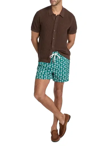 Onia Men's Crochet Knit Button-Front Shirt - Espresso | Thumbnail 2 Onia Men's Crochet Knit Button-Front Shirt - Espresso | Thumbnail 2