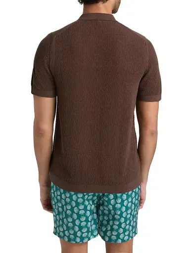 Onia Men's Crochet Knit Button-Front Shirt - Espresso | Thumbnail 5 Onia Men's Crochet Knit Button-Front Shirt - Espresso | Thumbnail 5